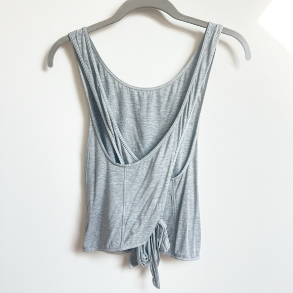 Lululemon Turn To Tie Tank Top Gray Size 6 Scoop Neck Cropped Modal Cotton - Picture 8 of 12